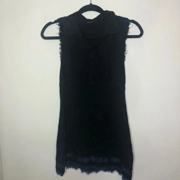 Free People Soft Black Dress with Lace and Fringe Detailing - Picture 1 of 7
